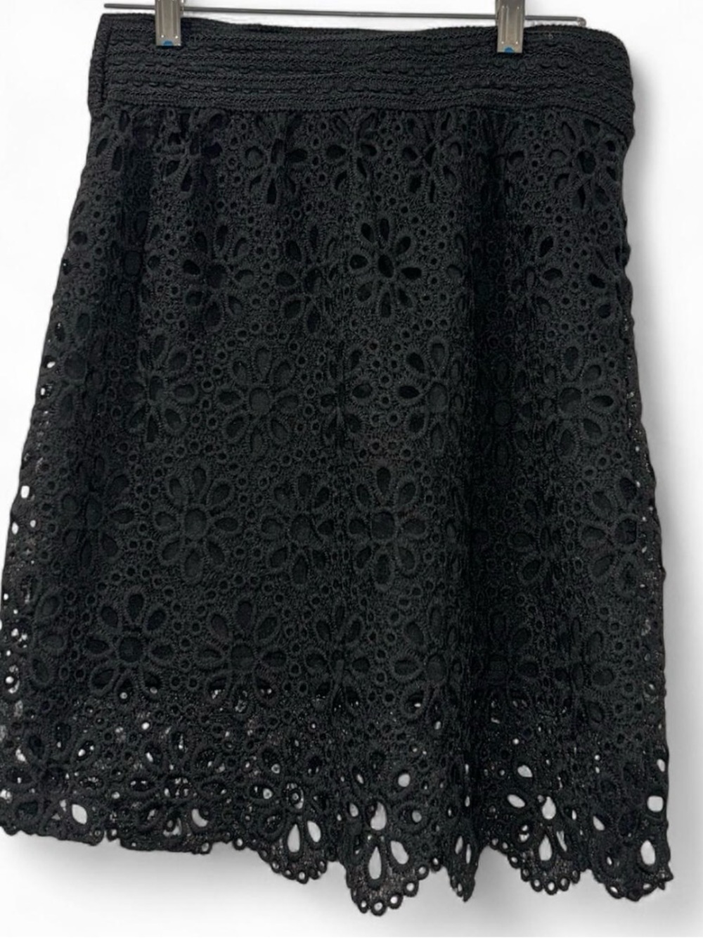 Black Crochet Mini Skirt - Elegant Floral Eyelet
